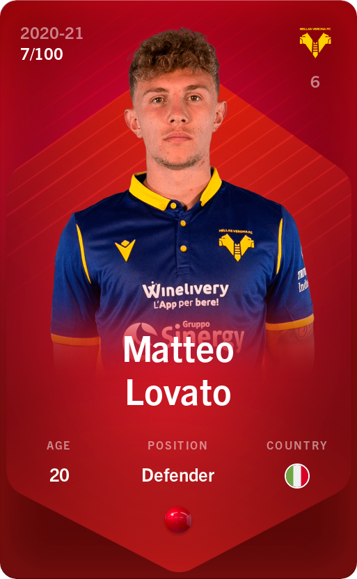 Sorare - Sorare Official - Matteo Lovato 2020-21 • Rare 7/100 - NFT # 18711513983747010937701811894179458577821872654161483374004183300552799766127