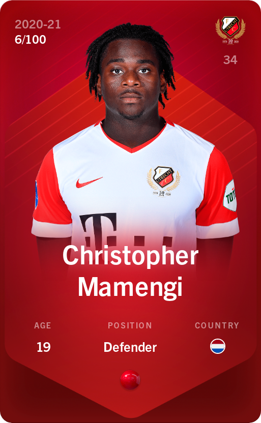 Sorare - Sorare Official - Christopher Mamengi 2020-21 • Rare 6/100 - NFT # 28486460194473765057291436843986538321007102102175850850215922197703187292398