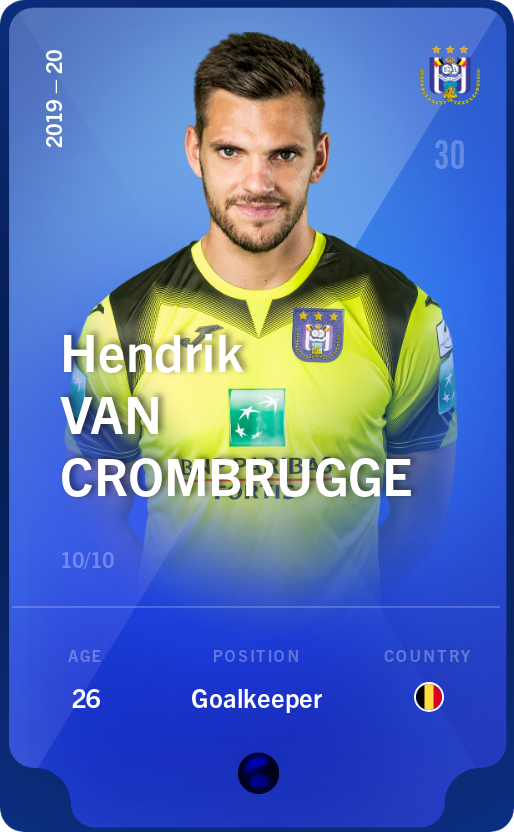 Sorare - Sorare Official - Hendrik Van Crombrugge 2019-20 • Super Rare 10/10 - NFT # 33855385529519486681818580915248885941073319676423368427857450516706735908364