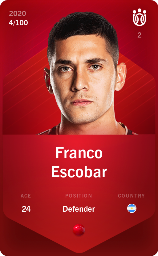 Sorare - Sorare Official - Franco Escobar 2020-21 • Rare 4/100 - NFT # 2943604292908089311592603550079602907617969403218247024125073132133353594414