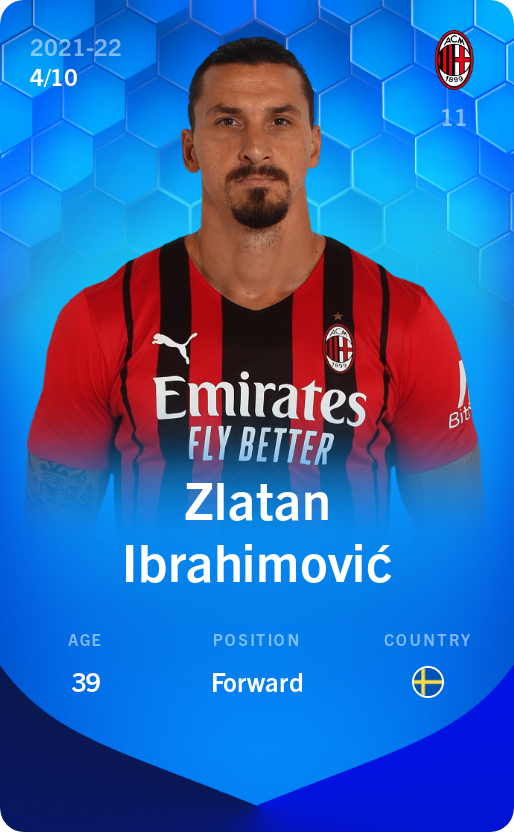 Sorare - Sorare Official - Zlatan Ibrahimović 2021-22 • Super Rare 4/10 - NFT # 83477561889354556032815487590760948308518593505451908537271126084935771950495