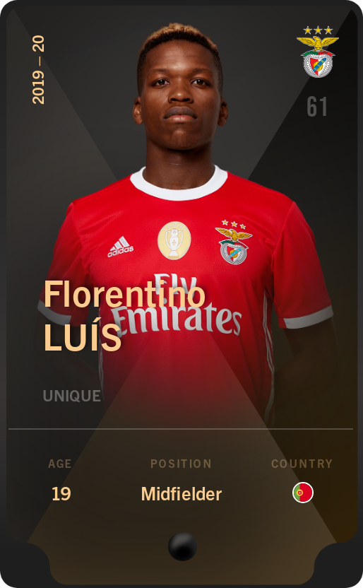 Sorare - Sorare Official - Florentino Luís 2019-20 • Unique - NFT # 40482693170513645267213405783442748290101920545538382409025301043858818805133