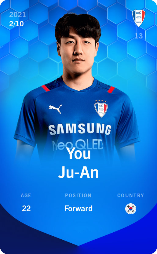 Sorare - Sorare Official - You Ju-An 2021-22 • Super Rare 2/10 - NFT # 71005272188258178885393957356932952539105658216720927829870804038861160252638