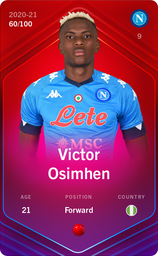 Sorare - Sorare Official - Victor Osimhen 2020-21 • Rare 60/100 - NFT # 45445786563930255508241480403676494545820406240533591178484529868554154376979