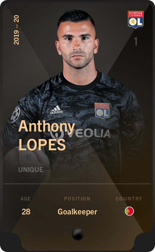 Sorare - Sorare Official - Anthony Lopes 2019-20 • Unique - NFT # 55218004514809354759672708264566970620480526824811049011881606632269029841526