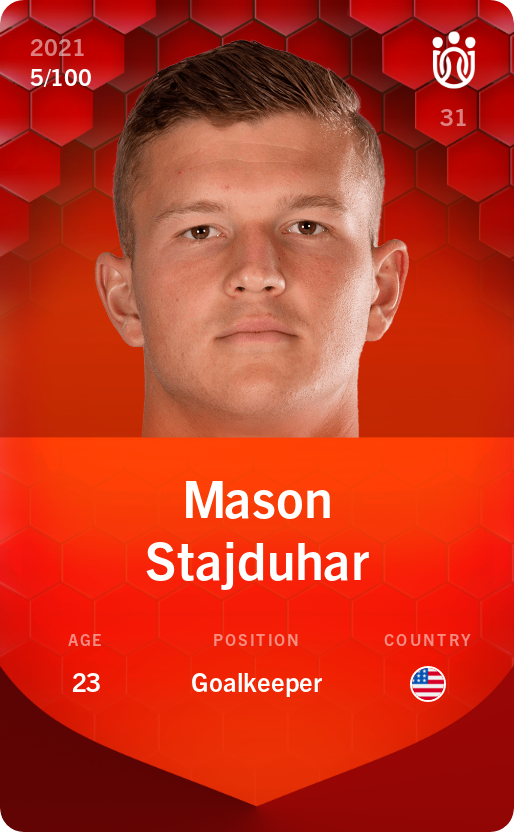 Sorare - Sorare Official - Mason Stajduhar 2021-22 • Rare 5/100 - NFT # 16592408482461851257132809754884681513373139543098963029450787615407795430851