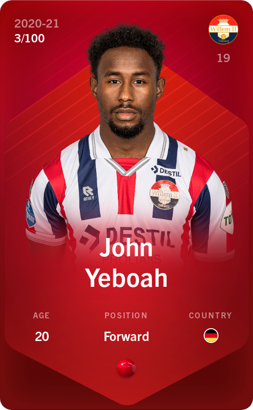 Sorare - Sorare Official - John Yeboah 2020-21 • Rare 3/100 - NFT # 69136297956158551345049540897282320436551908951671721471085170322781860782307