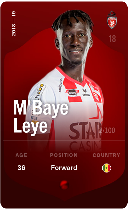 Sorare - Sorare Official - M'Baye Leye 2018-19 • Rare 2/100 - NFT # 61257312665631026033137961340210158450078246017370936544327443116905777875506