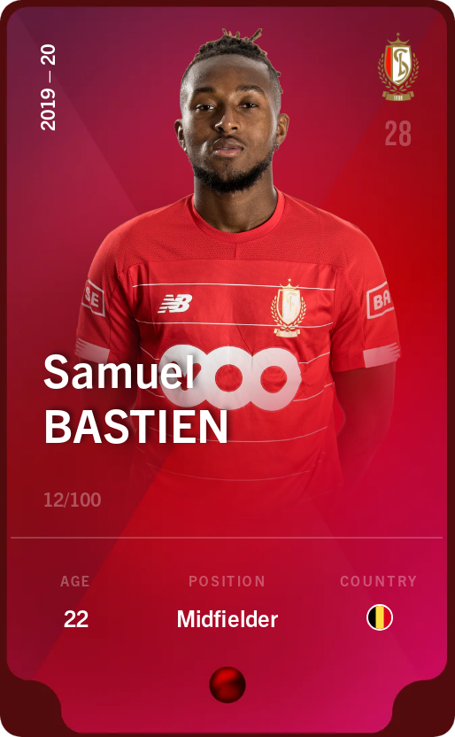 Sorare - Sorare Official - Samuel Bastien 2019-20 • Rare 12/100 - NFT # 83312111064909037421328663906890719361057452847805089377653570914575706555545