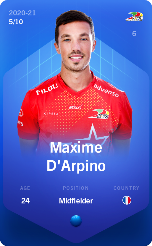 Sorare - Sorare Official - Maxime D'Arpino 2020-21 • Super Rare 5/10 - NFT # 19947399319418468905696002478938780613668606262215968773523235656281169279678