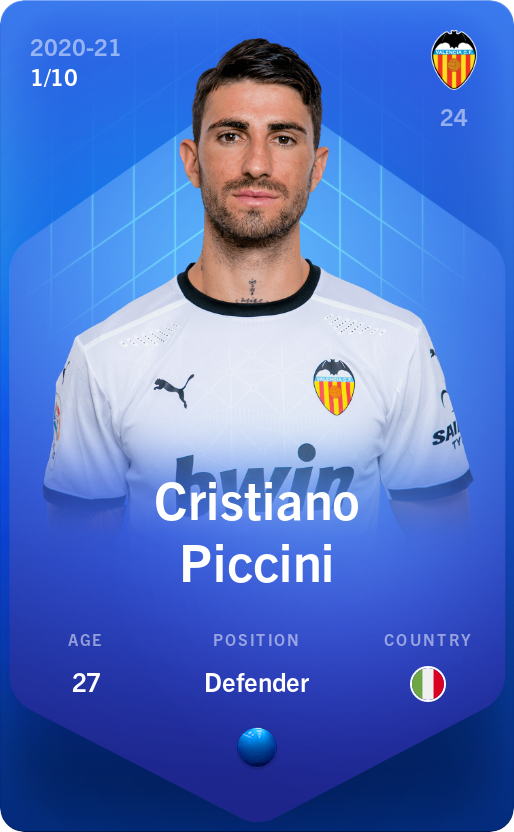 Sorare - Sorare Official - Cristiano Piccini 2020-21 • Super Rare 1/10 - NFT # 32514382784288161475117259934787580307291313395781932013858096311329817395649
