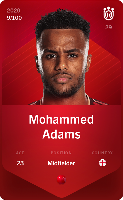 Sorare - Sorare Official - Mohammed Adams 2020-21 • Rare 9/100 - NFT # 100585932725667372320039982184283152092593195382365351029771911067681686031018
