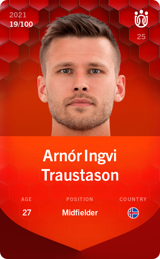 Sorare - Sorare Official - Arnór Ingvi Traustason 2021-22 • Rare 19/100 - NFT # 12180027083317535047342589499675897052065589934538512267746665169763395315626