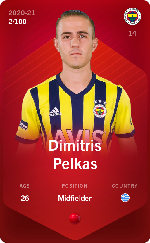 Sorare - Sorare Official - Dimitris Pelkas 2020-21 • Rare 2/100 - NFT # 45285410523130332201213375040993191147164434353761479836395957752839263509427