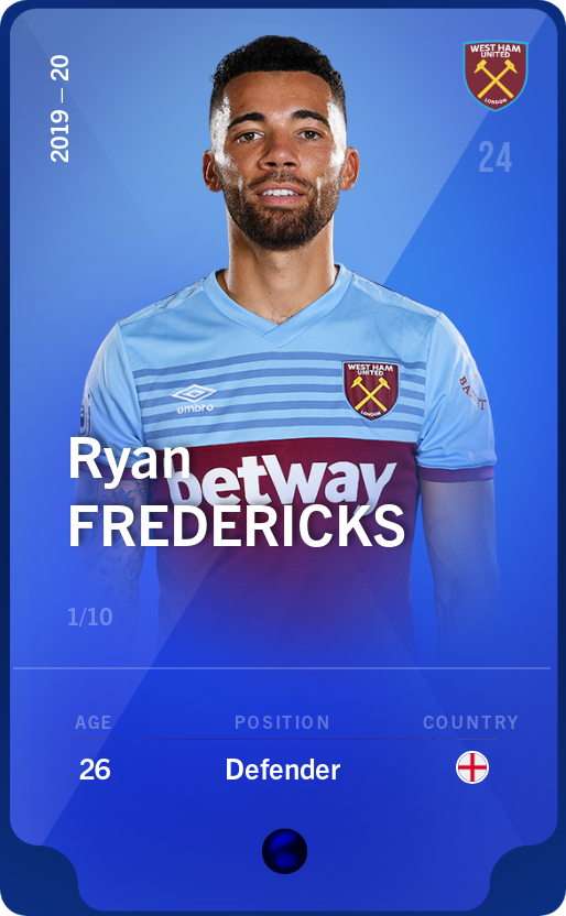 Sorare - Sorare Official - Ryan Fredericks 2019-20 • Super Rare 1/10 - NFT # 60838672695338449245077793303986714103560103051537908969488752273065414743287