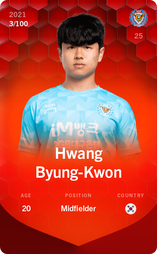 Sorare - Sorare Official - Hwang Byung-Kwon 2021-22 • Rare 3/100 - NFT # 24775999635231470252095849239720249770798568547054682331822224167242406126123