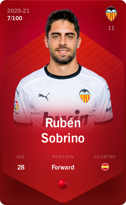 Sorare - Sorare Official - Rubén Sobrino 2020-21 • Rare 7/100 - NFT # 52378930871233459333319451571258351598165075205307198038517657096963064938114