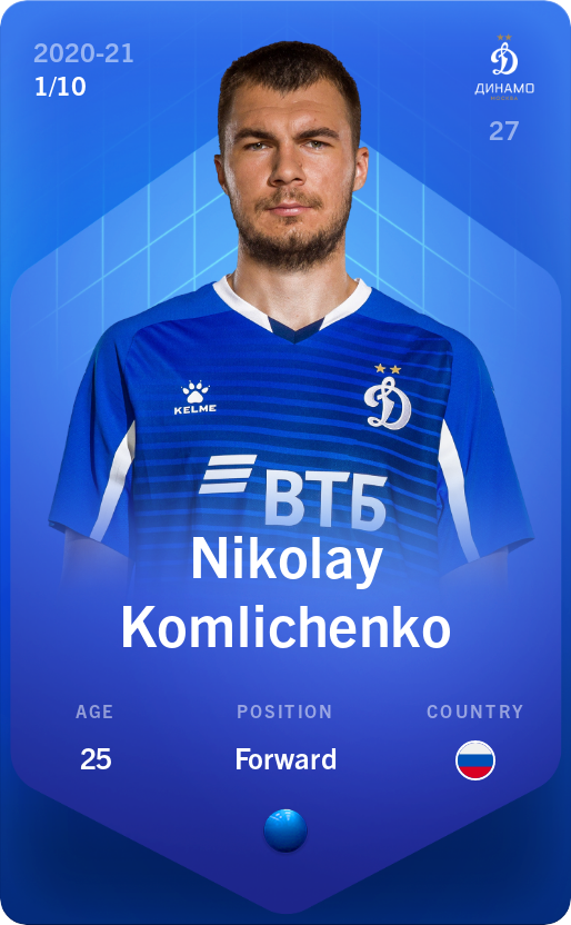 Sorare - Sorare Official - Nikolay Komlichenko 2020-21 • Super Rare 1/10 - NFT # 594011962713970876435804985605818403508543572523008423542322489341326466364