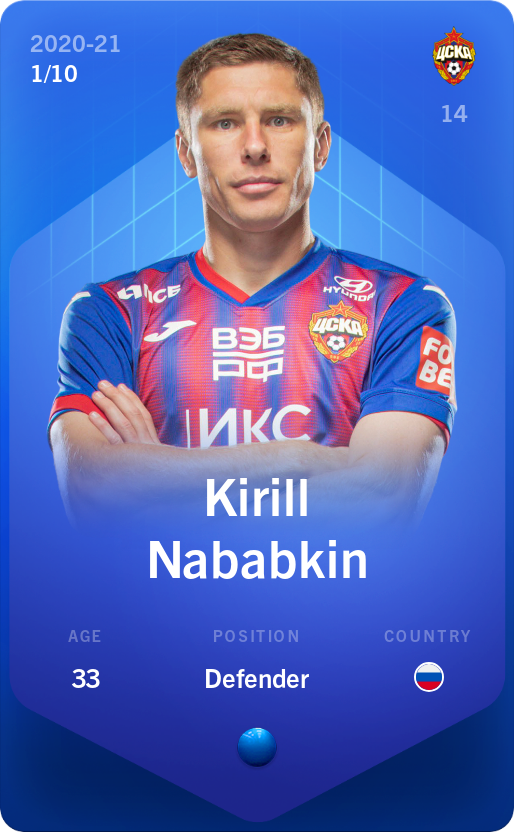 Sorare - Sorare Official - Kirill Nababkin 2020-21 • Super Rare 1/10 - NFT # 82706797240391644432363068600192041307982642207523828387724912467156069052592