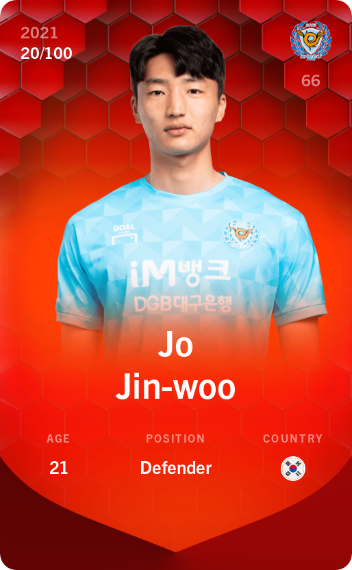 Sorare - Sorare Official - Jo Jin-woo 2021-22 • Rare 20/100 - NFT # 51447065971029512431797773738395267981722943663526886038582313469065169720578