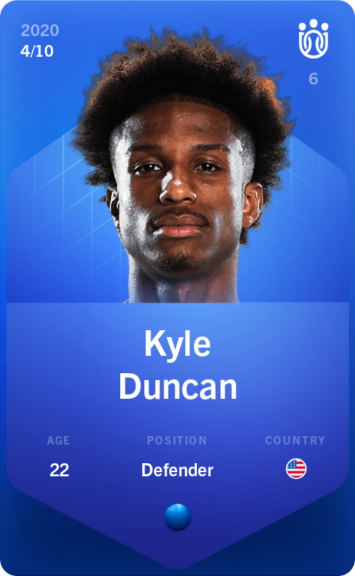 Sorare - Sorare Official - Kyle Duncan 2020-21 • Super Rare 4/10 - NFT # 107099590244734766134260814150517551820899804627893543222226775352734227746763