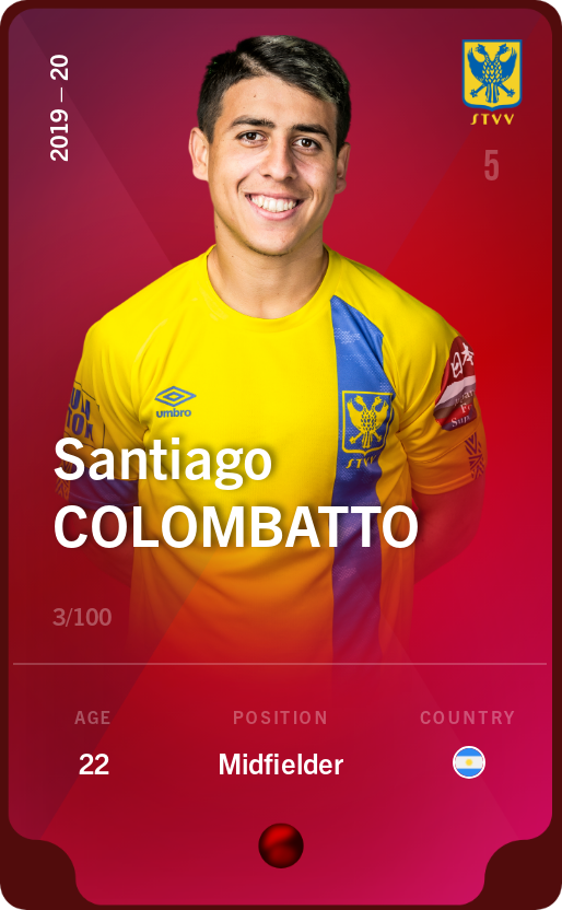 Sorare - Sorare Official - Santiago Colombatto 2019-20 • Rare 3/100 - NFT # 78399377252941840887010064827173172896761653396355694801826049548309093229795