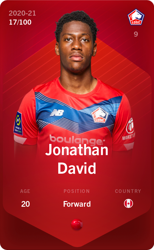 Sorare - Sorare Official - Jonathan David 2020-21 • Rare 17/100 - NFT # 21920857510201567890765593397805270404111512138371701434485866352580406606604