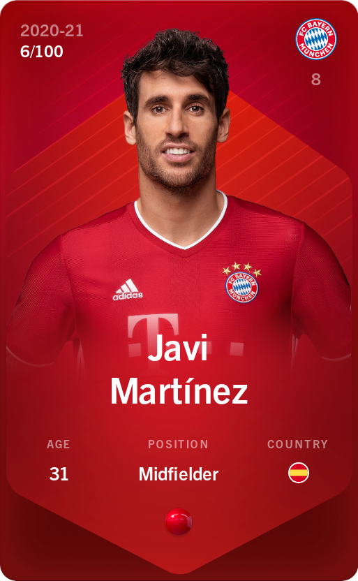 Sorare - Sorare Official - Javi Martínez 2020-21 • Rare 6/100 - NFT # 12151487542740981805665637568401165453367579865240443799070361440873434473369