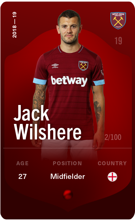 Sorare - Sorare Official - Jack Wilshere 2018-19 • Rare 2/100 - NFT # 23261825131358258419144805798485222014799631567876183690738169937589718549085