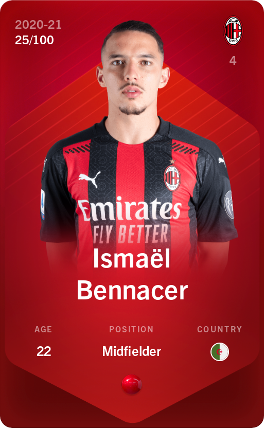 Sorare - Sorare Official - Ismaël Bennacer 2020-21 • Rare 25/100 - NFT # 58769716171584867356208018731929971279895936702098675263871207582501160129247