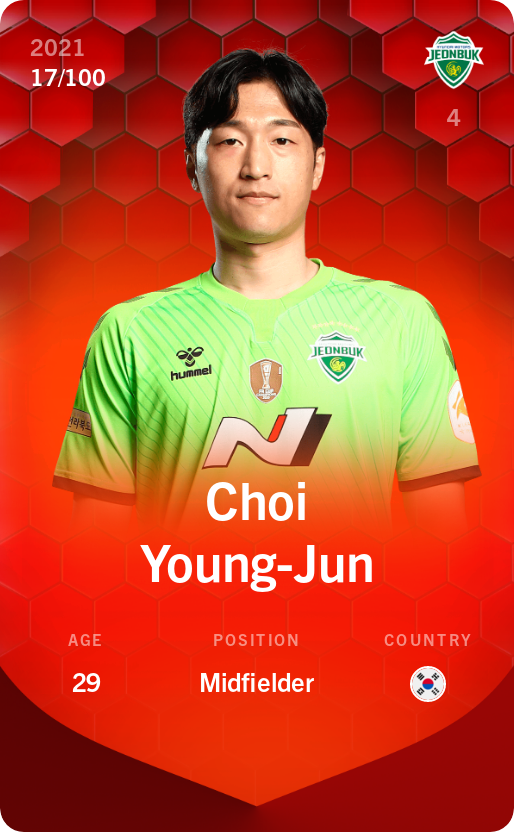 Sorare - Sorare Official - Choi Young-Jun 2021-22 • Rare 17/100 - NFT # 83829195461542419839679917265568611203088516233547274718584325167996960706681