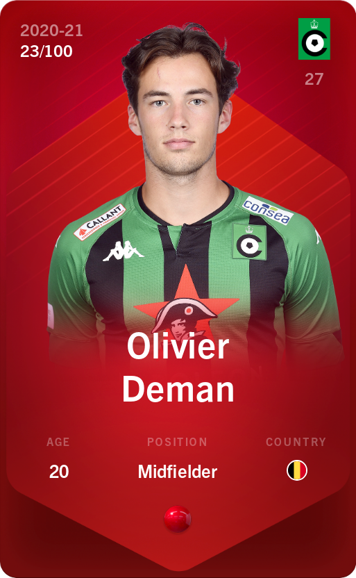 Sorare - Sorare Official - Olivier Deman 2020-21 • Rare 23/100 - NFT # 88511840992565210746531810267184431034934942643675680112613797237447869318731