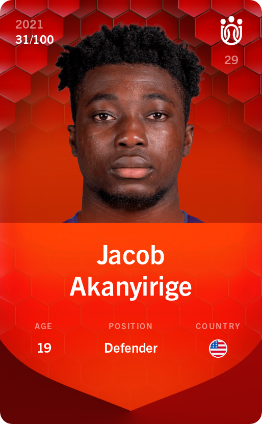 Sorare - Sorare Official - Jacob Akanyirige 2021-22 • Rare 31/100 - NFT # 114885233602075402586895397393200065173423401315375791289604572985379144247128