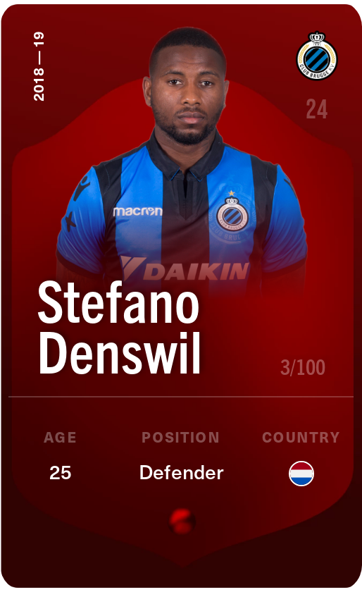 Sorare - Sorare Official - Stefano Denswil 2018-19 • Rare 3/100 - NFT # 102385798522110014893958222066179993275790413962789118503767353075021511091736