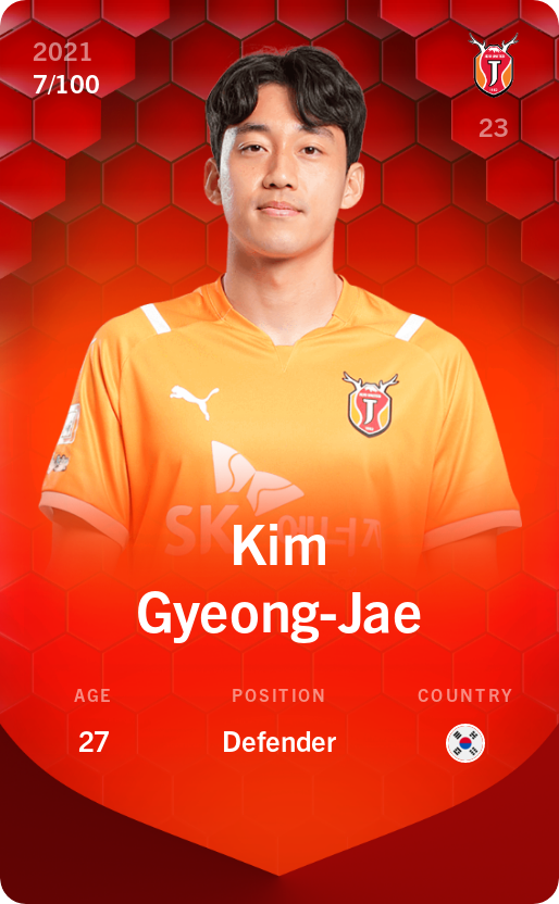 Sorare - Sorare Official - Kim Gyeong-Jae 2021-22 • Rare 7/100 - NFT # 81727055774860962011481812371464312532801442924081407934939737787964475707419