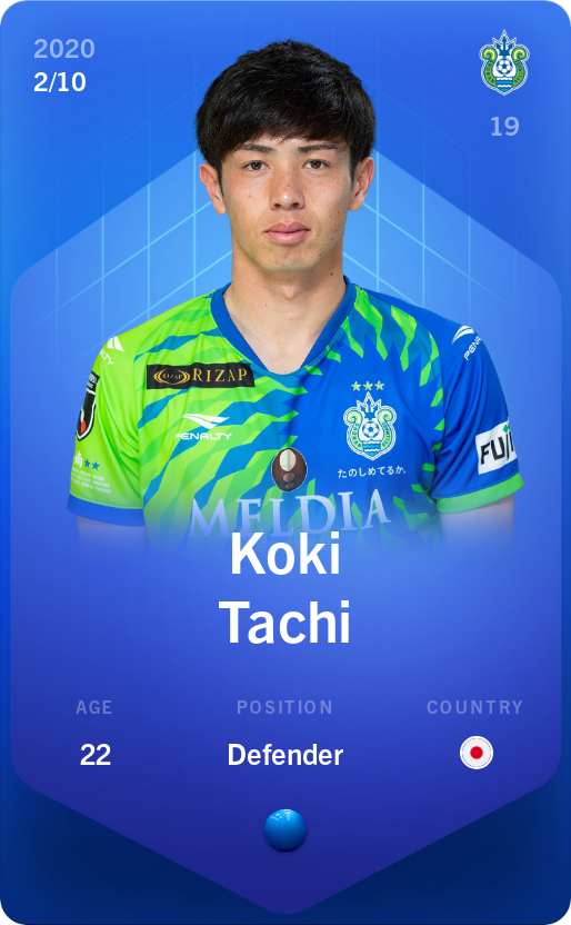 Sorare - Sorare Official - Koki Tachi 2020-21 • Super Rare 2/10 - NFT # 67611586610973735494858912995655367368464872841959288827464853240666979382625