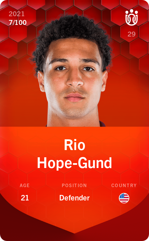 Sorare - Sorare Official - Rio Hope-Gund 2021-22 • Rare 7/100 - NFT # 70872806907820535825749696799850115260995089131038017379871009821841374191788