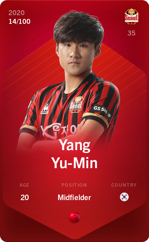 Sorare - Sorare Official - Yang Yu-Min 2020-21 • Rare 14/100 - NFT # 80753464918072683810615763701363357844786751925578758165759473137468859934448