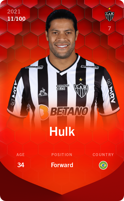 Sorare - Sorare Official - Hulk 2021-22 • Rare 11/100 - NFT # 113395201820549970789594375008072591897482147060976409436418917327483553015635