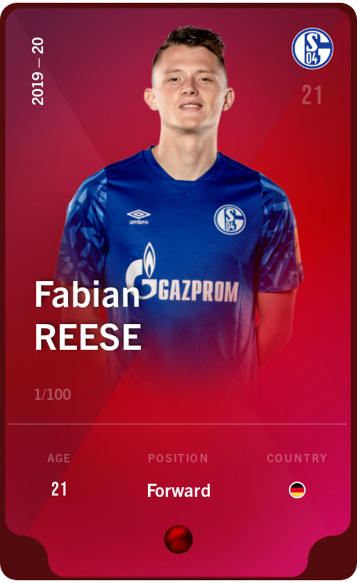 Sorare - Sorare Official - Fabian Reese 2019-20 • Rare 1/100 - NFT # 56127571231705343179640465798766234366525738555966945863104179607617467420638