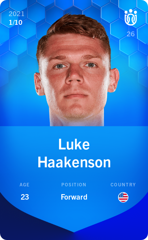 Sorare - Sorare Official - Luke Haakenson 2021-22 • Super Rare 1/10 - NFT # 47805789922750960119498709895698522555510845934263467280851787759362094609545
