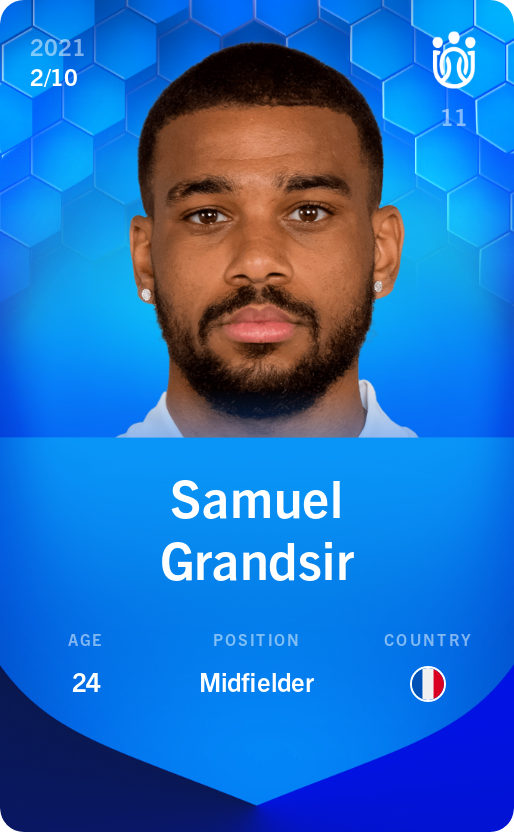 Sorare - Sorare Official - Samuel Grandsir 2021-22 • Super Rare 2/10 - NFT # 57298601984743865140973278840026750257595474631126115899998992392063198434565