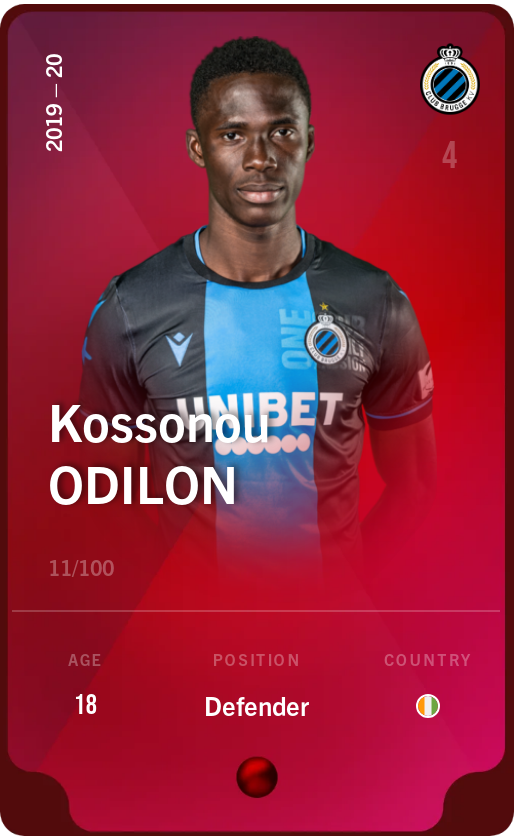 Sorare - Sorare Official - Kossonou Odilon 2019-20 • Rare 11/100 - NFT # 8212007978731681666815885256364103532262226946983724518300611356251254962241