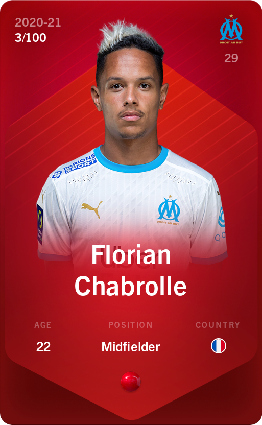 Sorare - Sorare Official - Florian Chabrolle 2020-21 • Rare 3/100 - NFT # 94573682384944121165568461495645990182483617619105640281415902142768191809425