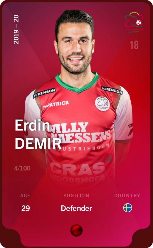 Sorare - Sorare Official - Erdin Demir 2019-20 • Rare 4/100 - NFT # 48697384855964241061980118411206645029977756684880224816122250515383821771076