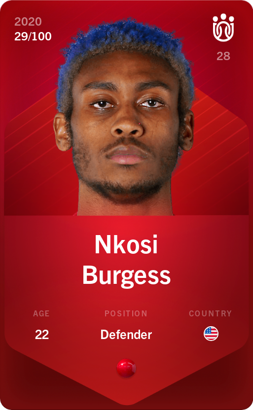 Sorare - Sorare Official - Nkosi Burgess 2020-21 • Rare 29/100 - NFT # 22836315160226547950166857813763180609246472869077066176876600525580330800923