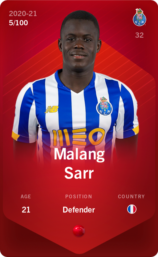 Sorare - Sorare Official - Malang Sarr 2020-21 • Rare 5/100 - NFT # 8137617661517284545665905400097604633221215575307243856475040410922590462762