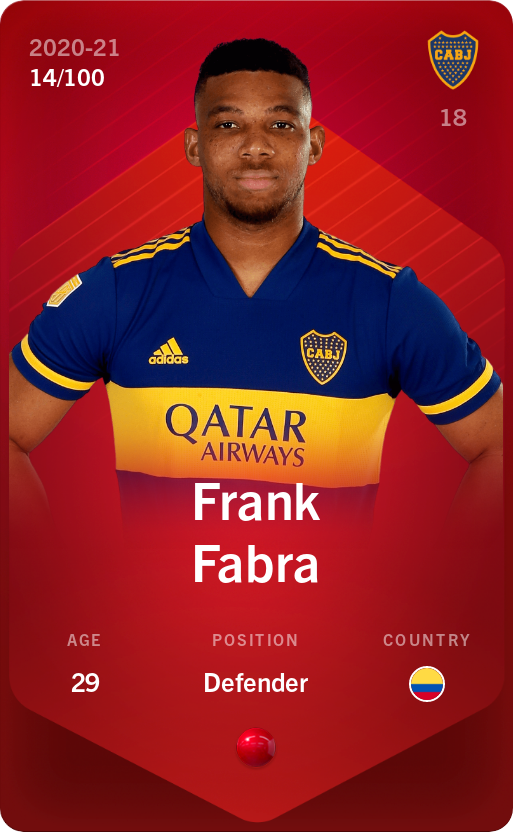 Sorare - Sorare Official - Frank Fabra 2020-21 • Rare 14/100 - NFT # 40706116426926107661041829901239070594685779271182575485504620899708341581582