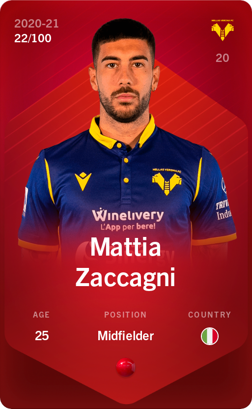 Sorare - Sorare Official - Mattia Zaccagni 2020-21 • Rare 22/100 - NFT # 7735121561799208250438936855769985075674246616924342653420816573893406016276