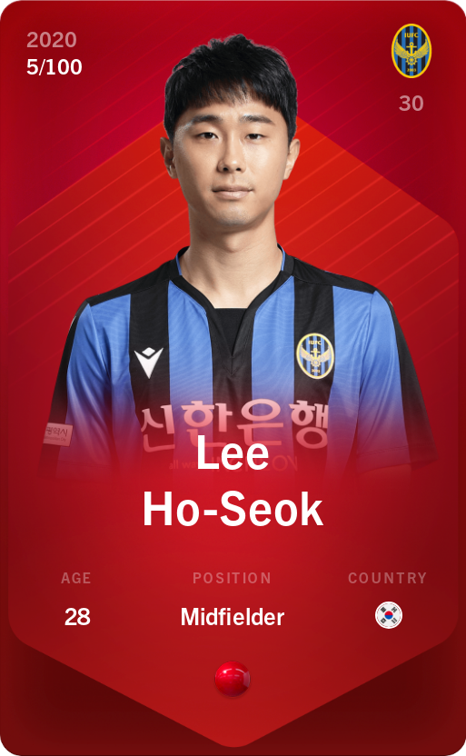 Sorare - Sorare Official - Lee Ho-Seok 2020-21 • Rare 5/100 - NFT # 74218716121044628858572507144590710437243546137330411003521634283532334494885